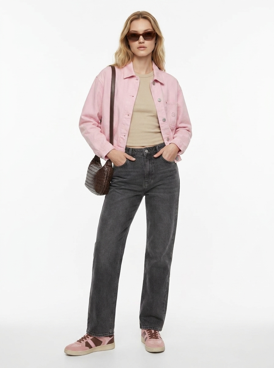 Virtual try-on result: Posing like a high-end fashion model, confident editorial stance, full body, campaign lighting.