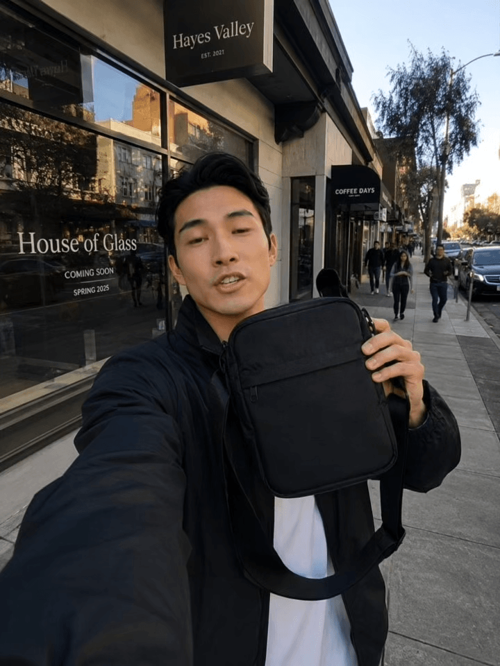 Street location for an AI marketing video — city street scene with an urban atmosphere
